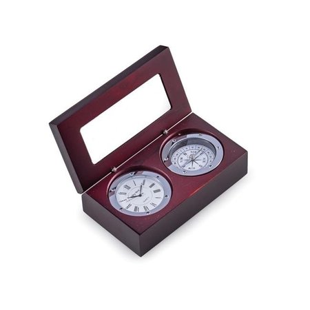 BEY BERK INTERNATIONAL Bey-Berk International SQ569T Compass & Clock in Mahogany Hinged Box SQ569T